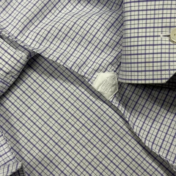 Emanuel Berg Paris Dress Shirt White / Blue Check Italy Cotton 15.5 Medium - Picture 8 of 9